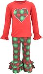 Unique Baby Girls 2 Piece Christmas Heart Legging Set Outfit (18M, Red)