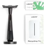 Leaf Shave | The Thorn Razor Set, Black - Includes Thorn Razor, Matching Stand, 50-Pack of Single-Edge Blade Refills, and Blade Bank