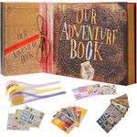 Our Adventure Book Scrapbook DIY Handmade Retro Style Travel Souvenir, Embossed Lettering, Inspired by 'Up', Ideal for Photos, Gift for Couples Anniversary, Weddings, Travelling, Birthday, Christmas