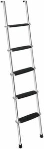 OUTPRIZE 72" RV Bunk Ladder, 5 Wide Step Aluminum Camper Bunk Bed Ladder with Anti-Slip Rubber Foot Pads, Sliver