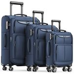 SHOWKOO Luggage Sets 3 Piece Softside Expandable Lightweight & Durable Suitcase Sets Double Spinner Wheels TSA Lock (20in/24in/28in) Blue