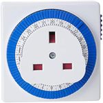 STATUS Timer Switch Square | 24 Hour Segment Timer Light Switch | White UK Plug | S24HRSQT4