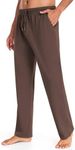 COOFANDY Men's Knit Track Pants Running Jersey Athletic Jogger Straight Leg Pants Brown