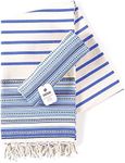 UniQloth Peshtemal Turkish Beach Towels Set of 2 - Oversized Cotton Beach Towels 40x72 - Sand Free Quick Dry Beach Blanket for Adults - Extra Large Towels for Beach Bath Pool Yoga Travel - Blue