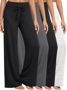 AUTOMET 4 Pack Womens Wide Leg Flowy Casual Lounge Pants 2026 Fall Fashion