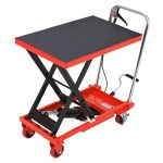 Hydraulic Lift Table Cart, 45kg Net Weight, 500Lbs Capacity 28.5" Lifting Height, Manual Single Scissor Lift Table with Locking Wheels and Non-Slip Pad, Hydraulic Scissor Cart for Material Handling