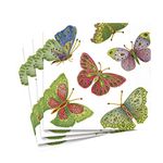 Caspari Jeweled Butterflies Paper Luncheon Napkins, Pack of 20, Ivory