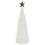 Mr Crimbo Christmas Tree Shape Ornament Light Up White Ceramic Silver Star 28cm