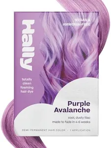 HALLY Color Cloud - Foaming Semi-Permanent Hair Dye Kit, Mess-Free Color Application, Gentle Formula Keeps Hair Nourished for Vibrant Long-Lasting Results up to 4-6 Weeks or 25 Washes - Purple Avalanche