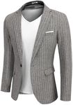 COOFANDY Mens Blazers and Sport Coats Striped Blazer One Button Slim Fit Suit Jacket (Striped Blazer - Dark Gray S)