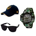 UNEQUETREND Digital Sports Watch, Multi-Functional Watch for Boys & Men with Cap and Goggle, Combo Pack of 3-WCS-2634- Green