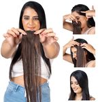 Capilus Invisible Hair Patch (Natural Brown, 12 Inch 1 Pack) | 100% Indian Human Hair Extensions for Women & Girls | Natural-Looking Volumizer | Undetectable, Durable & Non-Damaging Clip Mechanism
