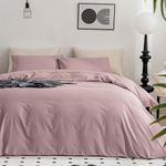 JELLYMONI Bedding Duvet Cover Queen Size - 100% Washed Cotton Linen Like Textured Comforter Cover, 3 Pieces Breathable Soft Bedding Set with Zipper Closure (Dusty Pink, Queen 90"x90")