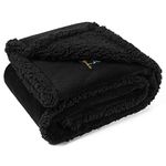 Luciphia Waterproof Dog Blanket, Pet Blanket for Bed Couch Sofa, Sherpa Fleece Cat Blanket for Small Medium Large Dogs, Reversible Furniture Protector Cover, Black Large Pack of 1（65" x 57"）