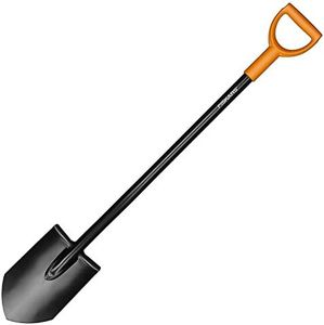 Fiskars Bêche à bord pointu pour sols durs et caillouteux, Longueur : 117 cm, Lames en Acier/Poign�ée en plastique, Noir/Orange, Solid, 1003455