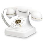 Sangyn Retro Landline Telephone, Vintage Corded Desk Phone, Ringer Adjustable Old Fashioned Landline Phones for Home House, White