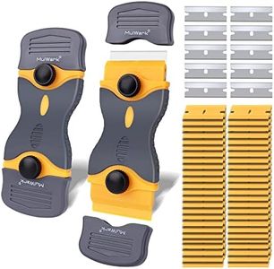 MulWark Razor Blade Scraper | 2Pack Razor Scraper Set w/Extra 50Pcs Plastic&10Pcs Metal Blades, Cleaning Scraper Tool - Window Scraper, Glass Scraper, Blade Scraper, Paint Scraper, Oven Scraper