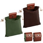 EEEKit 2 Pack Foraging Bags Waxed Canvas, Collapsible Canvas Leather Foraging Pouches, Mushroom Foraging Pouches, Bushcraft Bag for Camping, Hiking, Harvesting, Collecting, Brown and Green