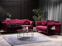 INTERIOR FURNITURE - Luxary Designed Velvet Tuffted Sofa Set for Living Room, Hallways, Offices, Bedroom (Burgendy, Five_Seater)