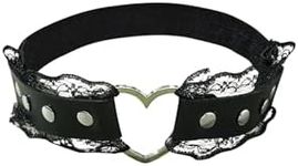 OYOANGLE Women's Lace Trim Heart Thigh Garters Adjustable Elastic Party Garter Belt Black One-Size