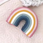 Peach Cuddle Cute Rainbow Shaped Velvet Fluffy Cushion for Kids Room, Living Room, Bedroom, Luxury Furnishing, Throw Pillow (16x18 inch, Blue) Rainbow Cushion, Rainbow Theme