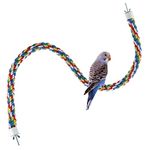 Bird Perch- Cage Rope for Parrot/Parakeet/Cockatiel Bungee Toy Comfy Colorful (31.5 Inch Long, Metal Nuts)