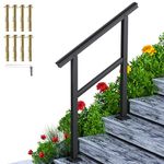 SPACEEUP Handrail for Outdoor Steps, 3ft Aluminum and Iron Handrail 35 X 36" Fits 0 to 3 Steps, Transitional Handrail with Installation Kit Handrail Stair Rail for Outdoor Or Indoor