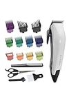 Remington ColourCut Hair Clipper Kit, Neck Duster, 9 Colour Coded Combs (1.5-25mm), Scissors & Comb, Taper lever (length 0.5-2mm), Stainless steel, self-sharpening blades, Corded, HC5035