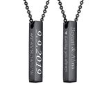 U7 Mens Black Pendant Necklace Stainless Steel Chain Personalised Couple Necklaces Jewellery For Women