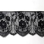 xingmo 3 Meters Lace Edge Trim Ribbon Floral Lace Ribbon Embroidered Applique Tulle Lace Edging Trimming Fabric for Sewing, Clothing Wide 25cm (Black)