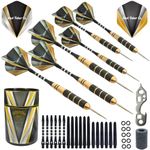 Professional Darts Set A- Customizable Configuration 6 Steel Tip Darts 22g (2 Styles) | 18 Shafts (3 Styles) |8 Standard Flights (2 Styles)| 12 O-Rings | Darts Tool | Darts Sharpener | Case (Classic)