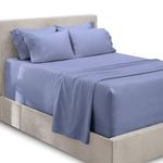 Hearth & Harbor Extra Deep Pocket King Size Sheets Sets - Fits Mattress 18-24 Inches Deep - Extra Deep Pocket Sheets - 6 Piece King Size Sheets - King Sheets Deep Pocket - Steel Blue Sheets