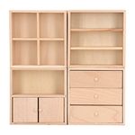 1:12 Dollhouse Cabinet Set, 4 Pcs Wooden Dollhouse Furniture can be Placed Arbitrarily , Lifelike Birch Wood Dollhouse Miniature DIY Display Cabinet, Mini Dollhouse Accessories Storage Cabinet