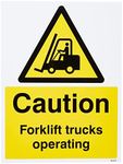 Caledonia Signs 14215K Caution Forklift Truck Operating Sign, 400 mm x 300 mm, Rigid Plastic