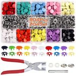 Snaps Buttons with Fastener Pliers Press Tool Kit, Snaps for Sewing, Snap Fasteners Tool, 804 Piece with Snaps Pliers Snaps for DIY CraftingSewing, Clothes, Romper, Bib Crafting(10 Colors, 0.39 inch)