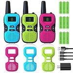 Walkie Talkies for Kids Rechargable 3Pack：Toys and Gifts for 3-12 Year Old Boys Girls - Long Range Wakie-Talkies for Camping Hiking Outdoor Party - Valentines Day Gifts for 4 Year Old boy Girl
