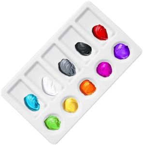 U.S. Art Supply 10-Well Plastic Rectangular Artist Painting Palette - Paint Color Mixing Tray - Art Students, Classroom, Craft Projects, Fun Parties, Events - Brush Mix Acrylic, Oil, Watercolor