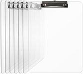 Macroclo Plastic Clipboards Set of 6, Acrylic Clear Clip board 8.5x11 for Classroom, Students, Kid, Letter Size A4 Transparent Clipboards Size 9" x 12.5" with Low Profile Clip, Office & School Supply.