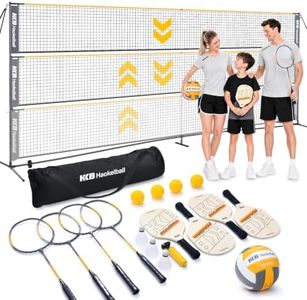 Haokelball Badminton Volleyball Pickleball Net Set, 22FT Portable All-in-One Nets System for Outdoor Beach Indoor with Adjustable Height, Includes Balls Rackets Pump Carry Bag