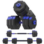 SogesPower Adjustable Dumbbells Set Dumbbell Weight Strength Training Dumbbells Pair 66lbs Home Gym,Black&Blue,SP40YZWD002-30BB-CA