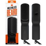 Wild Willies Beard Straightener for Men - 2-in-1 Heated Beard Brush & Hot Comb for Beard Groomed Perfectly - Portable Iron Beard Heat Combs for Home & Travel