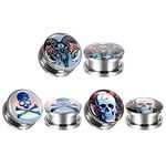 TBOSEN Set Of 6 Pcs Flower Bloom Sugar Skull Ear Plugs Flesh Tunnels Stretchers Satan Ram Demons Ear Gauges 2g - 1-3/16 inch