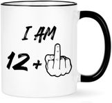 YHRJWN 13th Birthday Gifts for Girls, Boys, Birthday Gifts for 13 Year Old Girls, Boys, Official Teenager, 13 Year Old Girl Boy Birthday Gift Ideas, I Am 12 Plus Middle Finger Coffee Mug, 11 Oz