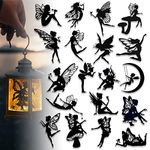 34 Pieces Laser Cut Cardboard Fairies Scrapbook Fairy Silhouettes Fairy Cutouts Fairy Die Cuts for Lantern Jars Wall Painting Scrapbook Windows Glass and Phones Decoration