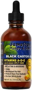 Jamaican Mango & Lime Vitamins A-D-E Black Castor oil – fast absorbing, nourishing natural oil, moisturizes dry flaky scalp & softens skin - relieves itching, repair & prevent breakage, 4 Fl Oz