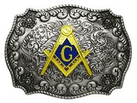 Morase Masonic Monogram Symbol Design Cowboy Belt Buckles (Parterre)