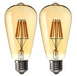 Mufasa 4 Watts 14CM Long E27 Screw Type Base LED Vintage Look Light Bulb Best for Home Decoration, Pendant Lamps, Chandeliers, Restaurant and Bar Lighting, Amber Yellow, Pack of 2