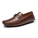 Bruno Marc Men's Leather Slip On Driving Penny Loafers Shoes Hugh-01 Brown Size 9 M US