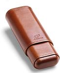 CIGAR IN STYLE Cigar Case Travel Holder - PU Leather Cedar Wood Lined Brown 2 Ct Sturdy Carry Case - 56 Ring Gauge