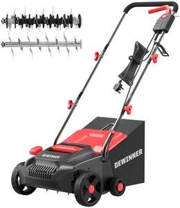 DEWINNER 1500W Lawn Scarifier and Aerator, Electric Scarifiers for Lawns with 2 Interchangeable Rollers, 4 Adjustable Positions, 30L Grass Box, 33CM Working Width, 10M Power Cord
